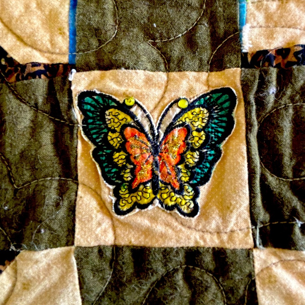 Hand made butterfly quilt including butterflies heirloom quality reversible